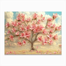 3d Picture Of A Tree With Pink Flowers Canvas Print