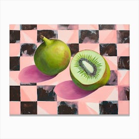 Kiwi & Fig Pink Checkerboard Canvas Print