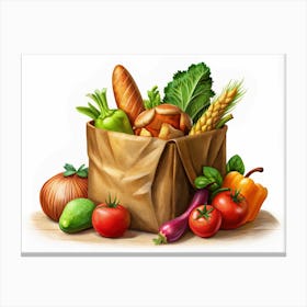 Fresh Produce In A Paper Bag Canvas Print