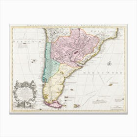Kaart Van Het Zuidelijke Deel Van Zuid Amerika (1750–1760) Canvas Print
