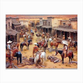 Apaches in a village 1 Canvas Print