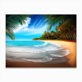 Beach With Palm Trees 5 Canvas Print