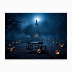 Celebration Old Horror Holiday Tree Moonlight Lantern Mist Head Table Eye Glow Pumpkin (29) Canvas Print