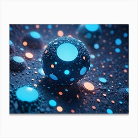 A 3d Render Of A Collection Of Glowing Spheres With A Textured Surface Canvas Print