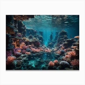 Photoreal Design An Immersive 8k Scene Of An Underwater Coral 0 Canvas Print