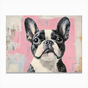 Minimal French Bulldog With Pink 4 Canvas Print