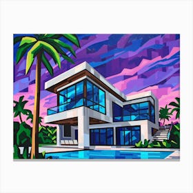 House At Sunset Canvas Print