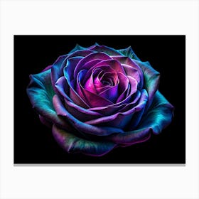 Close Up Of A Single Rose With Neon Colors Canvas Print