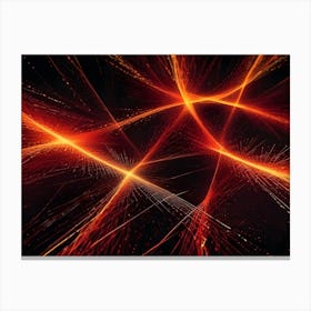 Abstract Design With A Series Of Glowing Red Lines And Sparks On A Black Background Canvas Print