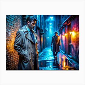 Imagine A Rain Slicked Alleyway At Night Illumina (1) Canvas Print