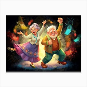 Happy Senior Couple Dancing Canvas Print