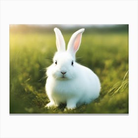 White Rabbit In Grass 1 Canvas Print