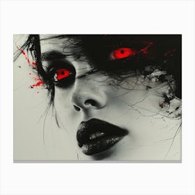 Cracked Realities: Red Ink Rendition Inspired by Chevrier and Gillen: Devil Eyes Canvas Print