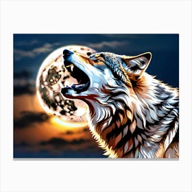 Howling Wolf At The Moon Canvas Print