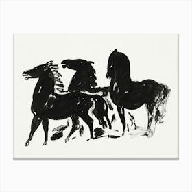 Black and White Abstract Horses Art Print Canvas Print