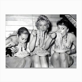 Women Eating Spaghetti Canvas Print