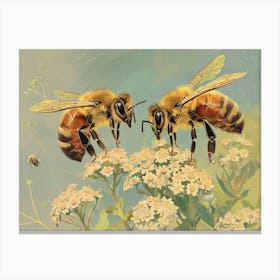 Floral Animal Illustration Honey Bee 2 Canvas Print