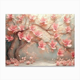 3d Picture Of A Tree With Pink Flowers 1 Canvas Print