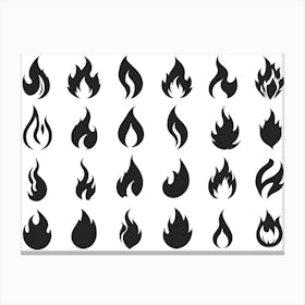 Black Fire Flame Set 2 Canvas Print