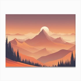Misty mountains horizontal background in orange tone 73 Canvas Print
