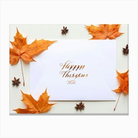 An Autumnal Thanksgiving Holiday Greeting Card In A Handwritten Calligraphy Design Vectorial Print Canvas Print