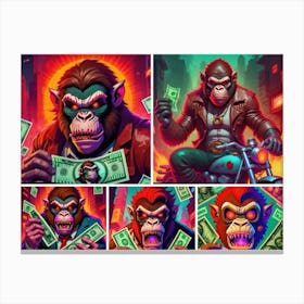 Monkey With Money Canvas Print