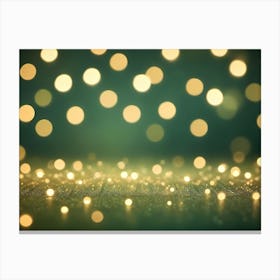 A Green Background With Defocused, Golden Circles Of Light Scattered Throughout, Resembling A Blurred Bokeh Effect Canvas Print