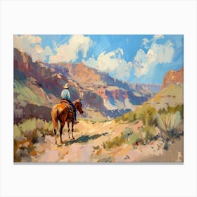 Cowboy In Red Rock Canyon Nevada 3 Canvas Print