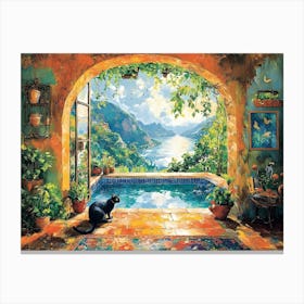 Paradise And A Cat 1 Canvas Print