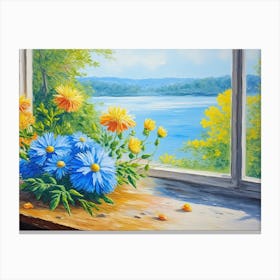 Flowers By The Window Canvas Print