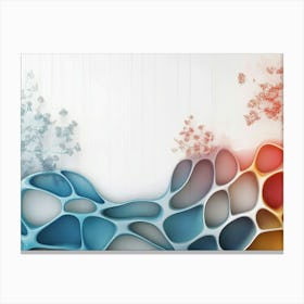 Smooth Blue and Gradient Red Curves Intertwine on White Canvas with Glossy Canvas Print