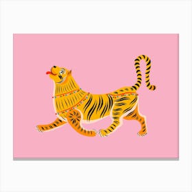 Happy Tiger Pink Canvas Print