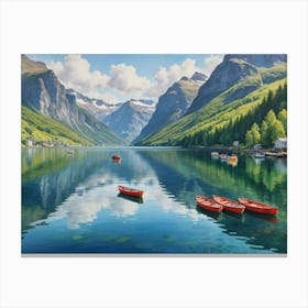 Fjords Of Norway Harmony of Mountains, Water, and Sky Canvas Print