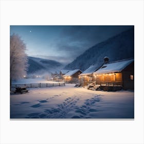 Serene Snowy Night: The Silence of the Snowflakes Canvas Print