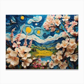 Starry Night With Blossoms Canvas Print