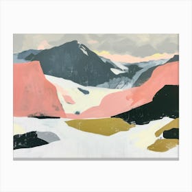 Pink And Black Abstract Mountains Toile