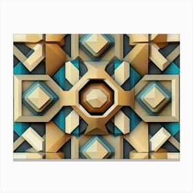 3d Sculpture Designation Retro Pattern Polygon Geometry Cross Kaleidoscope Stampe su tela