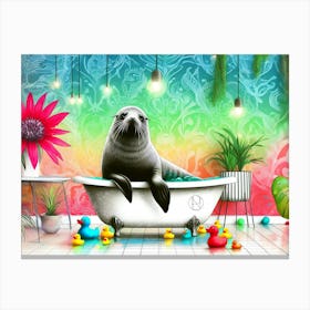 Floral Bath Time Canvas Print