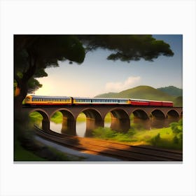 A train passes through the nine-arch bridge in Sri Lanka 4 Canvas Print