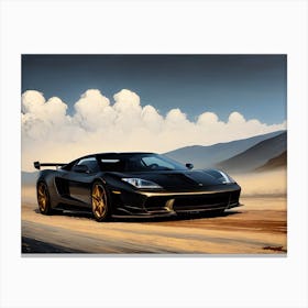 Black Sports Car In The Desert Canvas Print