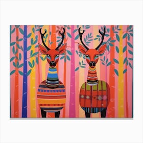 Okapi 3 Folk Style Animal Illustration Canvas Print