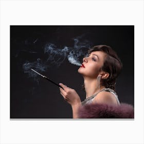 Woman Smokes A Cigarette Canvas Print