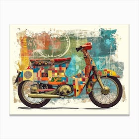 Vintage Colorful Scooter 20 Canvas Print