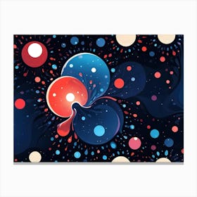 An Abstract Digital Artwork With A Swirling, Dynamic Pattern Of Circles And Dots In Shades Of Blue, Red, And White Canvas Print