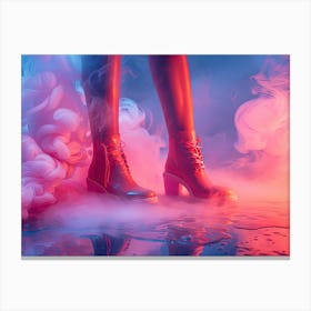 Pink Boots In Smoke Canvas Print