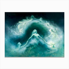 Mermaids Dancing in the Sea by Karl Wilhelm Diefenbach (1851-1913) Oil Painting | Mystical Art HD Remastered Immaculate Canvas Print