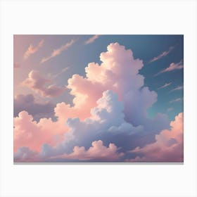 A Digital Painting Of A Dreamy Sky With Pink And Blue Clouds Canvas Print