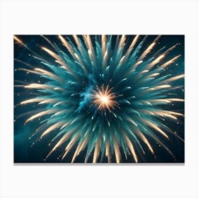 An Image Of A Single Firework Exploding Against A Dark Blue Sky Canvas Print