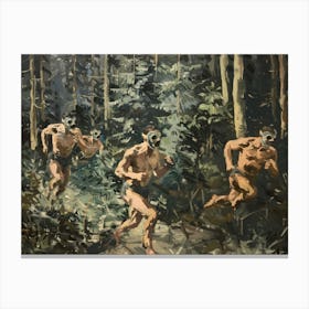 Men Running Redwoods 1 Fy H Canvas Print