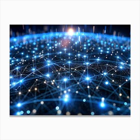 Planet Earth From Space With A Network Of Interconnected Glowing Dots And Lines, Representing Global Communication Canvas Print